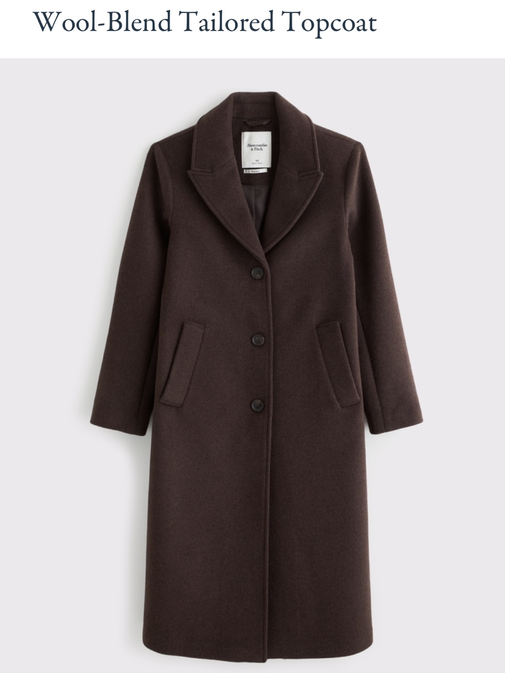 Abercrombie & Fitch Wool Blend Tailored Topcoat